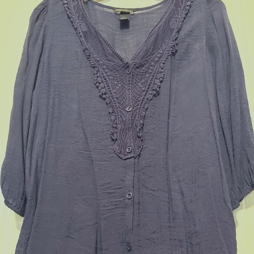 Millenium- navy blue top-boho-casual
